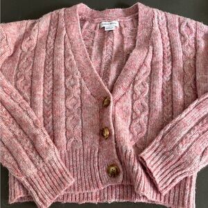 Urban Revivo cropped pink Cable Knit Cardigan Sweater women’s 6
